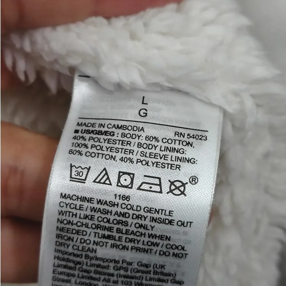 Gap Full Zip Sherpa Lined Hoodie Spell Out Kids Large